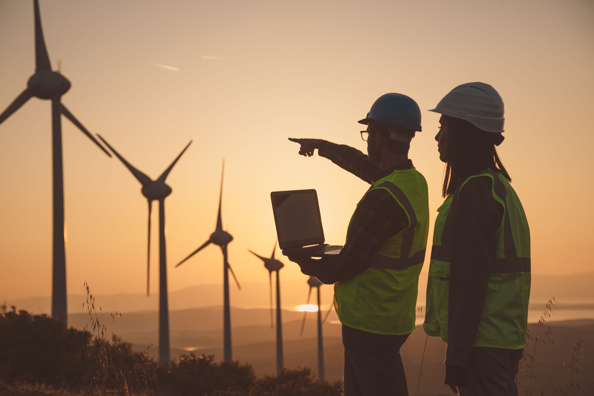 Renewable Energy Systems Innovator: Engineer Planning at Wind Turbines Farm